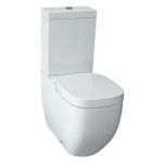 The Laufen Palomba toilet seat in white, featuring the Laufen Clean Coat, comes with a soft close mechanism. The cistern lid is identified by the code DIN19542 / H8918020000001.
