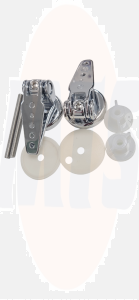 OVERLAPPED CHROME METAL HINGES PAIR OF OVERLAPPED CHROME METAL HINGES Pair of stackable metal toilet seat hinges with a chrome finish. Adjustable bottom fixing for through-hole sanitary fixtures. Includes non-slip gaskets. Holes are 19 mm apart