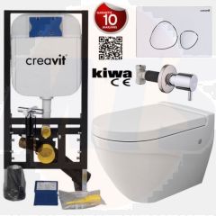 Hanging Toilet Set with Bidet Complete Wall Closet Bocchi Taormina White incl Toilet seat 1012-001-0128