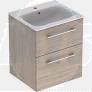 Selnova Square 55 cm Slim Basin & Two Drawer Vanity Unit, Light Hickory 501.235.00.1