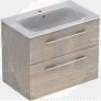 Selnova Square 80 cm Slim Basin & Two Drawer Vanity Unit, Light Hickory 501.243.00.1