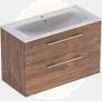 Selnova Square 100 cm Slim Basin & Two Drawer Vanity Unit, Hickory 501.246.00.1