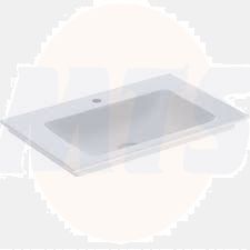 Geberit ONE vanity basin, vertical outlet: B=60cm, T=48cm, Tap hole=without, Overflow=without, white / KeraTect  505.011.01.1