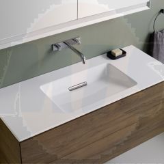 Geberit ONE vanity basin, horizontal outlet: B=120cm, T=48cm, Tap hole=central, Overflow=without, white / KeraTect, glossy white   505.017.00.1