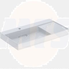 Geberit ONE washbasin, horizontal outlet, right shelf surface: B=90cm, T=48cm, Tap hole=left, Overflow=without, white / KeraTect, glossy white   505.039.00.1