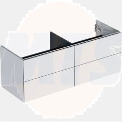 Geberit ONE cabinet for washbasin, with four drawers: Washbasin width=135cm, H=50.4cm, T=47cm, white / high-gloss coated  505.266.00.1