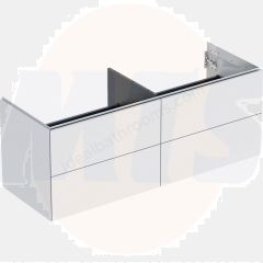 Geberit ONE cabinet for washbasin, with four drawers: Washbasin width=135cm, H=50.4cm, T=47cm, white / matt coated  505.266.00.2