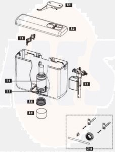 SCHWAB FLUSH VALVE  FOR COMPACT IRIS CISTERN SCHWAB 635738 FIG L6 / 3838912039729