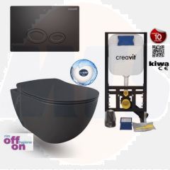 Hanging toilet set Matt Anthracite Rimless Creavit Freedom Toilet set with GP5003 + Pressure plate + WC seat Softclose Anthracite Matt 7179d5cf-c6b6-2cf5-59f2-2e035d71874b 