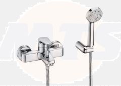 Roca  Atlas wall-mounted bath-shower mixer with handset, hose and bracket A5A0190C00