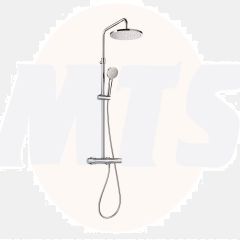 Roca EVEN-T Round Complete Shower Set, Exposed Bar Valve, Fixed Shower Head and Shower Handset, Chrome A5A9780C00