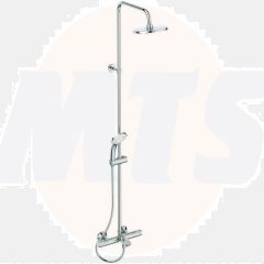 Ideal Standard  Ceratherm T25 exposed thermostatic bath shower system with Idealrain 200mm round rainshower, Idealrain M3 3 function 100mm shower handspray and 1.75m Idealflex hose  A7590AA