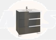 Roca  Victoria-N basin and base unit 600 x 460mm - 3 soft-close drawers - gloss anthracite grey A855839153