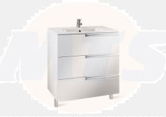 Roca  Victoria-N basin and base unit 600 x 460mm - 3 soft-close drawers - gloss white A855839806
