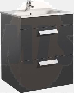 Roca  Debba base unit 605 x 460mm - 2 soft-close drawers - gloss anthracite grey A856826153