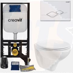 Built-in toilet set Creavit Hanging toilet Gloss White complete with toilet seat softcloset GP1001.00