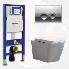 Geberit UP 100 Toilet set - Alexandria-01 Delta 21 Gloss chrome - Built-in WC Wall-mounted toilet DC2359