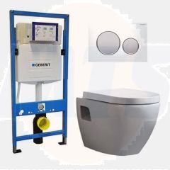 Geberit UP 320 Toilet set -Daley Sigma-20 White Matt Chrome - Built-in WC Wall-hung toilet  DC2460-1