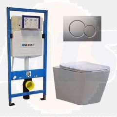 Geberit UP 320 Toilet set -Alexandria Flatline Sigma-01 Gloss Chrome -Built-in WC Wall-mounted toilet DC2462