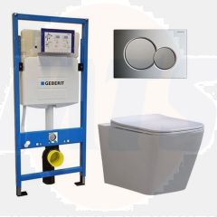 Geberit UP 320 Toilet set -Alexandria Flatline Sigma-01 Matt Chrome -Built-in WC Wall-mounted toilet DC2463