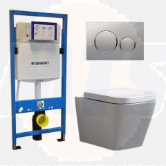 Geberit UP 320 Toilet set - Alexandria Sigma-20 Matt/Gloss Chrome - Built-in WC Wall-hung toilet DC2474