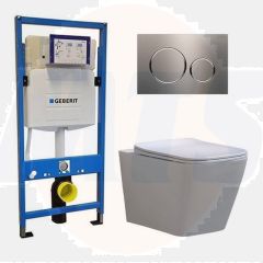 Geberit UP 320 Toilet set -Alexandria Flatline Sigma-20 Brushed stainless steel -Built-in WC Wall-hung toilet 	DC2495