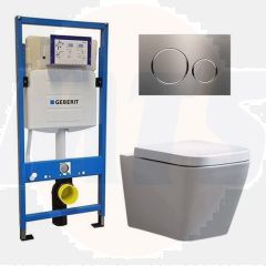 Geberit UP 320 Toilet set - Alexandria Sigma-20 Stainless Steel Brushed - Built-in WC Wall-hung toilet DC2575