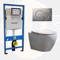 Geberit Toilet Set UP 320 Beauti Flatline Rimfree Soft Close Quick Release Toilet Seat Sigma 01 Matt Chrome DC2914