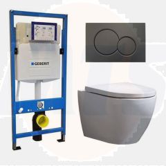 Geberit Toilet Set UP 320 Beauti Matt Black Chrome Rimfree Softclose Quick Release Toilet Seat Sigma 01 Matt Black Chrome 	DC3650