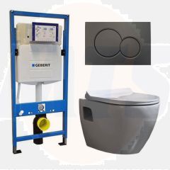 Geberit UP 320 Toilet set Built-in WC Wall-mounted toilet Toilet set Daley Flatline Geberit Sigma- 01 Matt Black Chrome DC3696