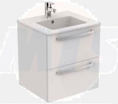 Ideal Standard Spares Tempo 500mm wall hung vanity basin unit with 2 drawers - Gloss White -E1103WG