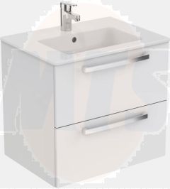 Ideal Standard  Tempo 600mm wall hung vanity basin unit with 2 drawers - Gloss White  E3240WG