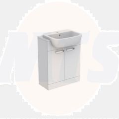 Ideal Standard  Tempo 650 x 300mm semi countertop basin unit with two doors - Gloss White  E3245WG