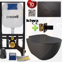 Toilet set Anthracite Matt Creavit Freedom with bidet complete toilet set incl. toilet seat soft close + concealed cistern + pressure plate FE320-00AM00E-0005