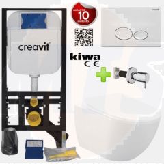 Toilet set White with Bidet Creavit Freedom complete with toilet seat soft close + built-in cistern + Pressure plate FE320-00CB00E-0005