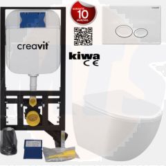 Toilet set Matt White Creavit Freedom complete toilet set incl. toilet seat soft close + built-in cistern + pressure plate FE320-11MB00E-0000