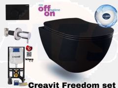 Hanging toilet set Matt Black with Bidet Toilet set Rimless Creavit Freedom with GP5003 + Pressure plate + Toilet seat Softclose FE322-00SM00E-0005 + GR5003 + ACL90