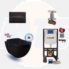 Creavit Toilet set bidet toilet Mat Black Rimless with Creavit GP5003 + Pressure plate + WC seat Softclose 	FE322-00SM00E-0005 + KC0903.01.1400E + GR5003 + TM7009