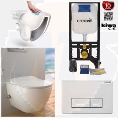 Complete set Wall closet with bidet integrated faucet Creavit Wall closet + Concealed cistern and pressure plate 	FE322+GR5003-1