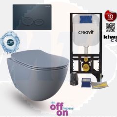 Hanging toilet set Mat Basalt Rimless Creavit Freedom Toilet set with GP5003 + Pressure plate + WC seat Softclose Mat Basalt FE322+GR5003
