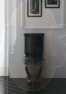 Galassia Ethos Black polyester / wooden seat-cover Standard Close, chromed hinges 8495NE