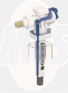 Geberit Type 383 fill valve, lateral water supply connection, 3/8", short nipple made of brass 242.388.00.5