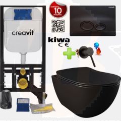 Toilet set with bidet Warm - Cold Matt Black with diverter tap incl. Softclose toilet seat GP2002.01