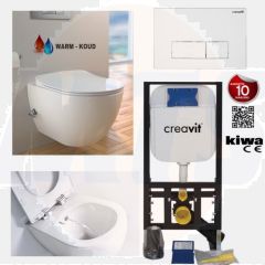 Complete Wall-hung toilet Set with integrated bidet tap Hot and cold Wall-hung toilet + Concealed cistern + pressure plate GR5003-FE322WK