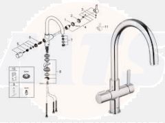 Grohe Red Duo Single Lever 1/2" Kitchen Boiling Water Tap 30033000