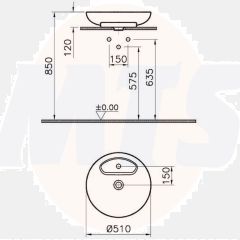 Vitra Memoria Round White Countertop Wash Basin 50 cm 5880B403-0041