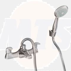 Nabis Alia deck mounted 3/4-turn bath filler mixer tap with ceramic disc/shower hose/handset and bracket A05403