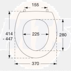 Pressalit T 2 316 Standard toilet seat incl. hinge in stainless steel
