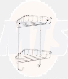 Croydex QM390241 Wire 2-Tier Corner Basket S/S