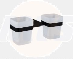 RAK Moon Double Tumbler In Black RAKMOO9904B Bathroomsuites